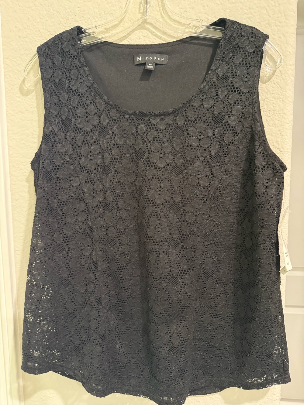N Touch Black Floral Lace Camisole Tank Size M